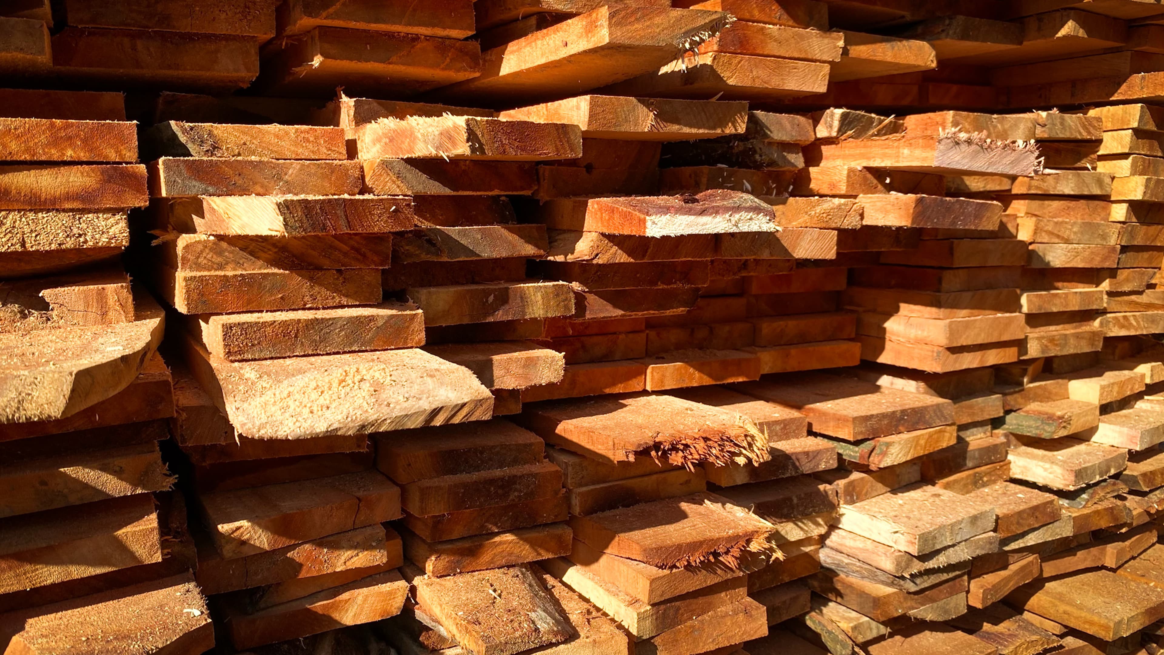 Stack of hardwood lumber for custom furniture, Milwaukee